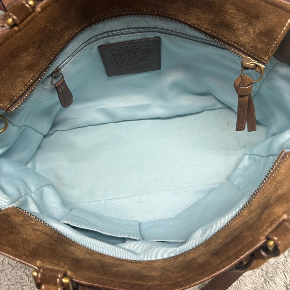 Coach Hampton Gallery Brown Suede Tote and Pouch - Picture 9 of 16